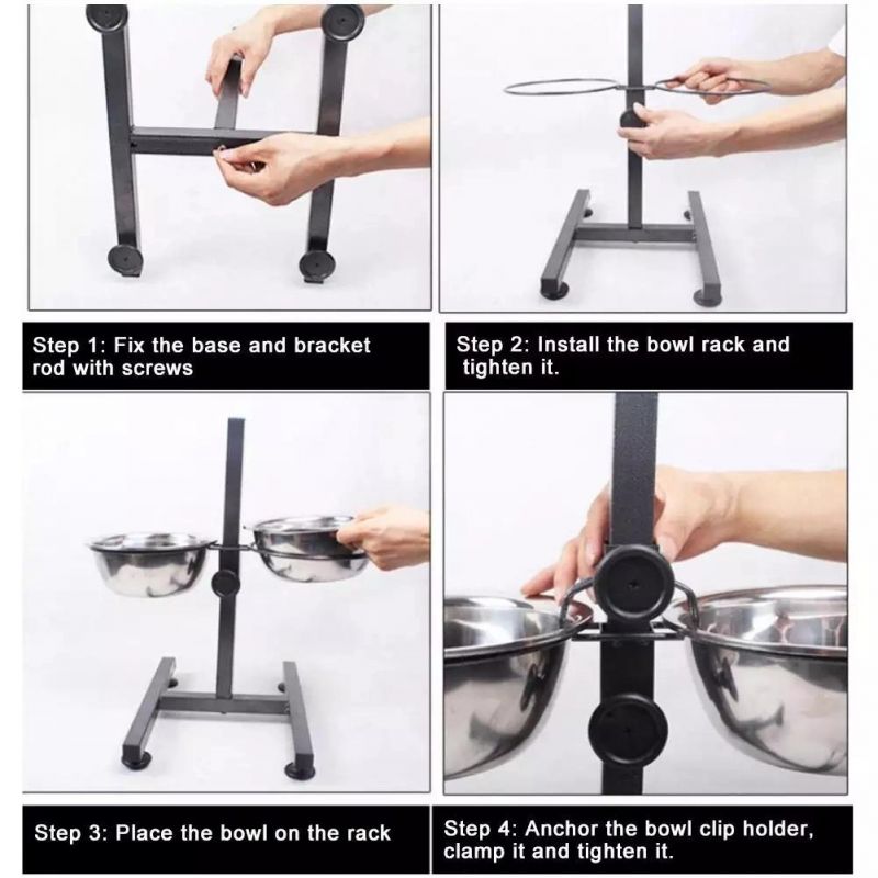 Elevated Dog Food Bowls Holder Set /Raised Cat Feeding Bowl Station Stand /Adjustable Height Pet Bowl Double Feeder
