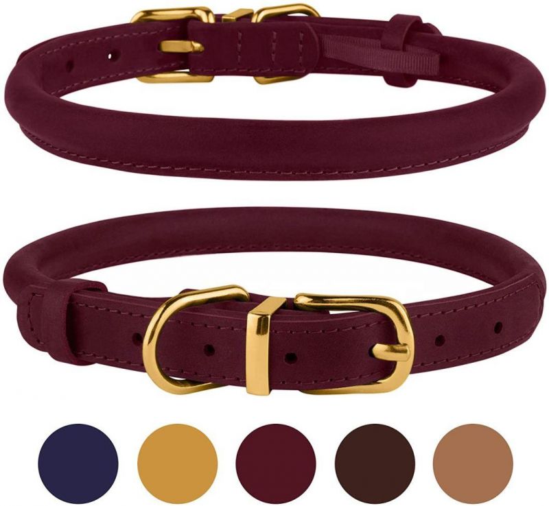 Round Dog Collar Luxury Leather Dog Collar