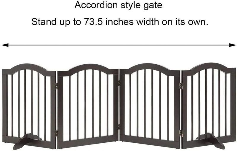 Foldable Pet Gate with Support Feet Dog Barrier Freestanding Indoor Pet Gate Panels for Stairs