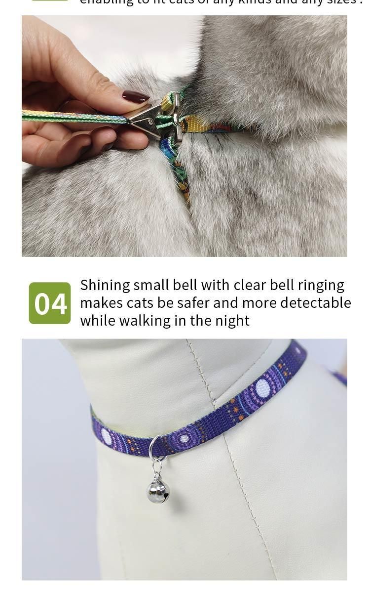 Cozy Adjustable Customized Nylon for Cats Rabbit Kitten Kedi Harness Leash Set
