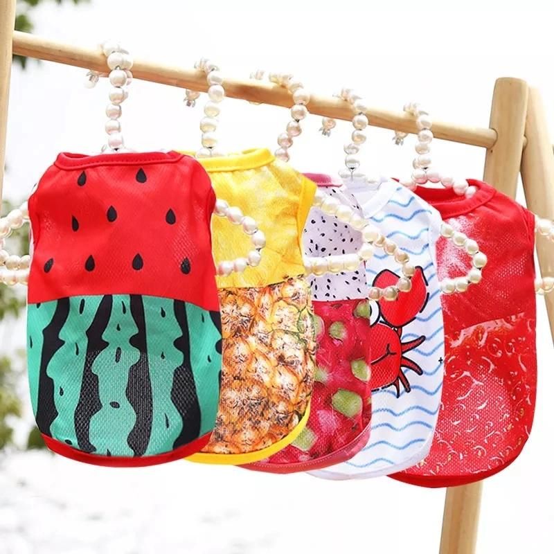 Dog Clothes Cat Pet Clothes Supplies Spring Summer Cat Pet Clothes Supplies Spring Summer Fruit Mesh Vest Light and Breathable