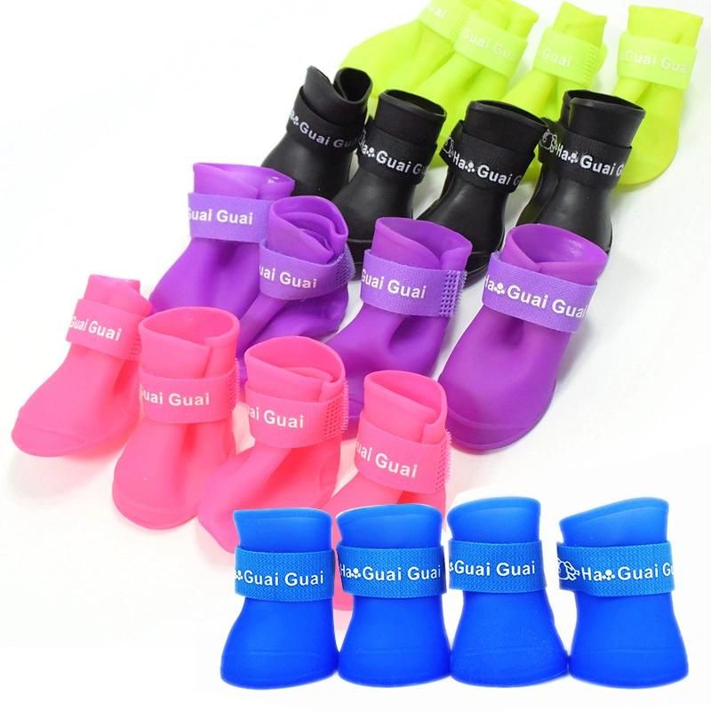 Pet Shoes Snow Boots Pearlescent Material Waterproof Snow-Proof Anti-Skid Silicone Rain Boots