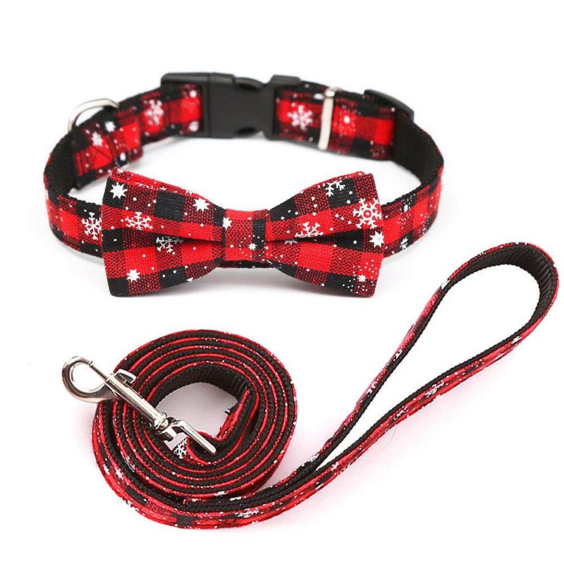 Personalized Design Luxury Neoprene Adjustable Collar Bow Leash Cat Pet Dog Harness Custom Dog Collar and Leash