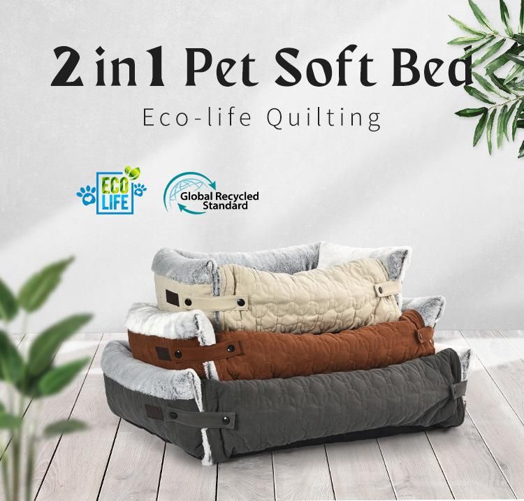 2 in 1 Eco-Life Quilting Pet Bed Multiple Uses Dog Bed for Sofa