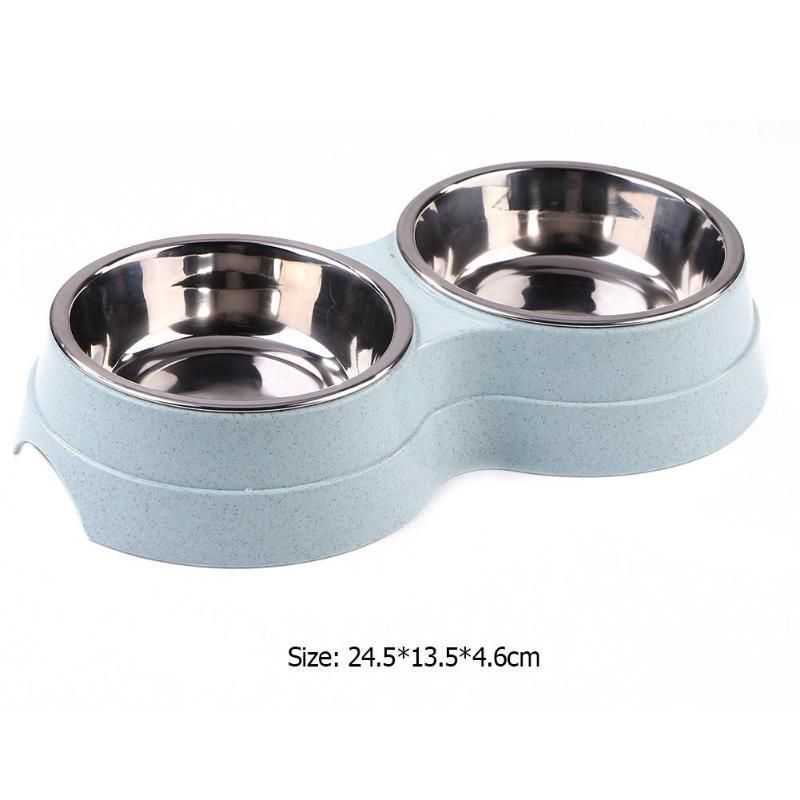 Double Pet Bowls Water Feeder Stainless Steel Pet Drinking Dish Feeder Dog Prdouct Pet Supplies