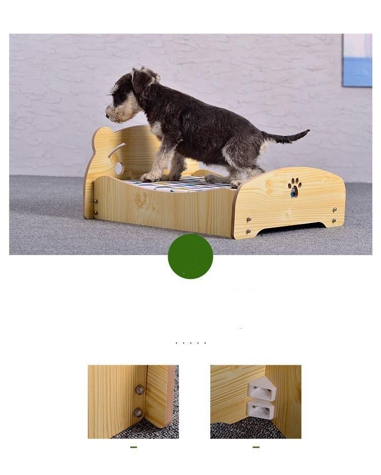 Pet Cat Dog Nest with Mattress Wood House