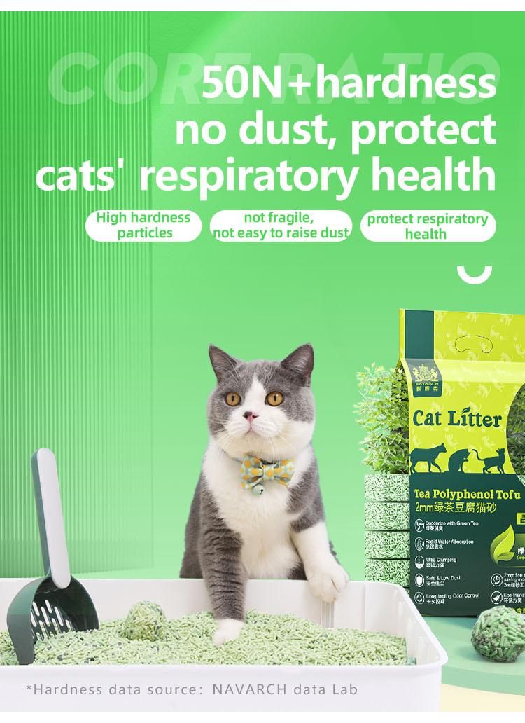 Pet Factory OEM Wholesale Cat Sand Natural Eco Green Tea Peach Green Tea Tofu Cat Litter