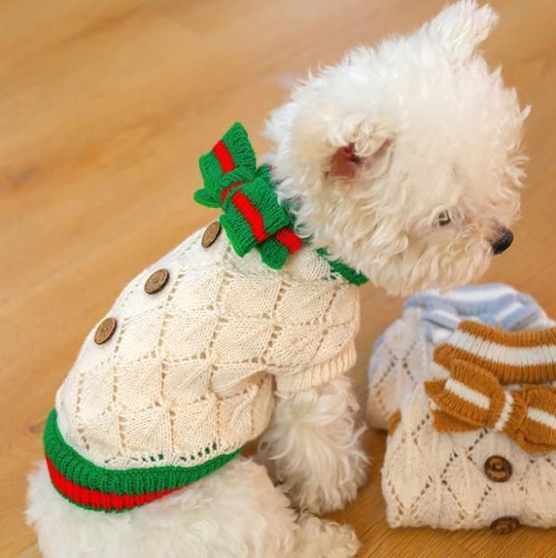 Soft Warm Dog Sweater Cute Knitted Dog Winter Clothes Classic Plaid British Style Dog Coats