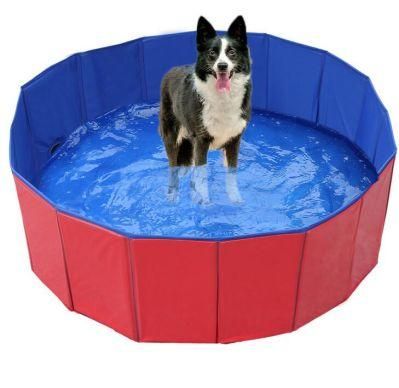 Customized Add Logo Collapsible Pet Dog Bath Pool/ Kiddie Pool Hard Plastic Foldable Bathing Tub PVC Outdoor Pools for Dogs Cat Kids