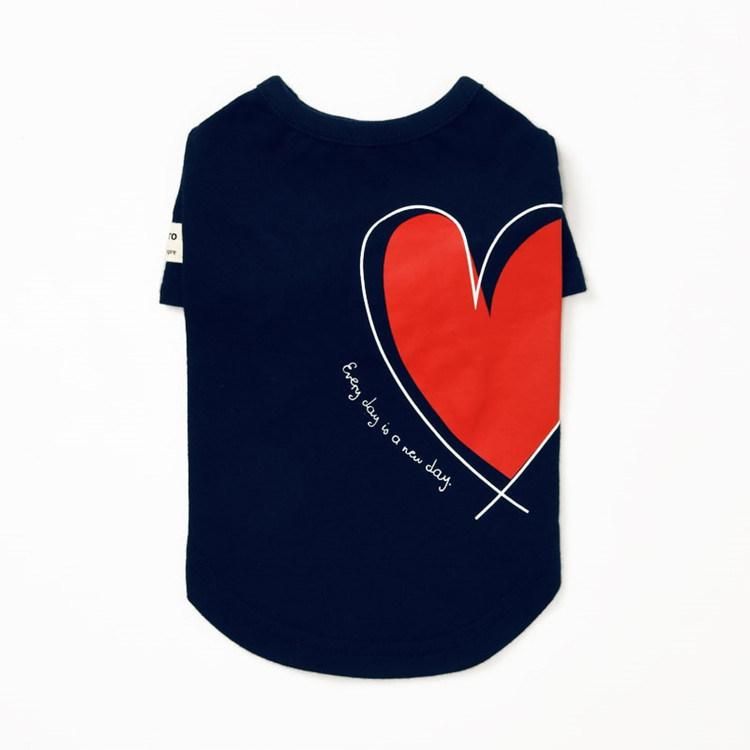 Fashion Pet T-Shirt Versatile Knit Lovely T-Shirt Black Gray Simple Generous Red Heart Pattern Dog Clothes