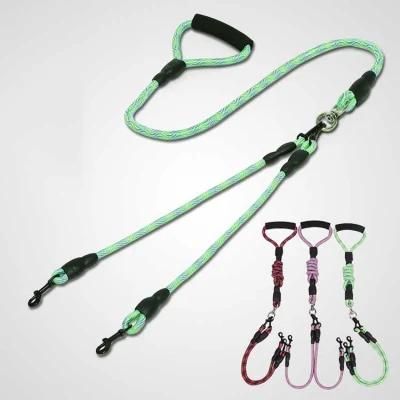 Soft Handle Removable 1 to 2 Dog Collars and Leash for Two Dog Pet