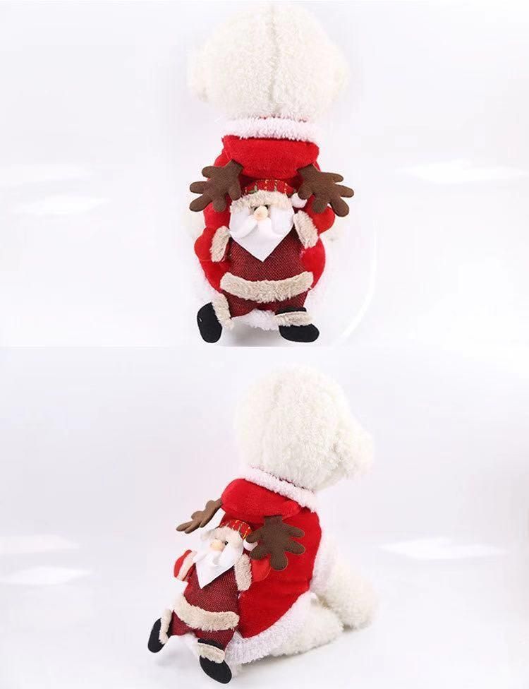 Christmas Santa Costume Kitten Puppy Outfit Hoodie Warm Pet Dog Clothes Clothing Accessories