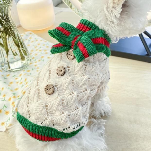 Soft Warm Dog Sweater Cute Knitted Dog Winter Clothes Classic Plaid British Style Dog Coats