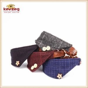 Quality Dog Cat Leather Collars with Scarf Bib /Pet Supplies (KC0187)