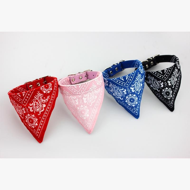 Leather Belt Pet Cat Dog Bandana Collar Triangular Binder, Vermelho