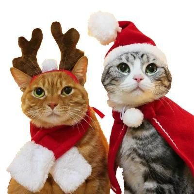 Lovely Amazon Christmas Soft, Polyester Headband Scarf Cape Pet Supplies Cat Dog Clothes//