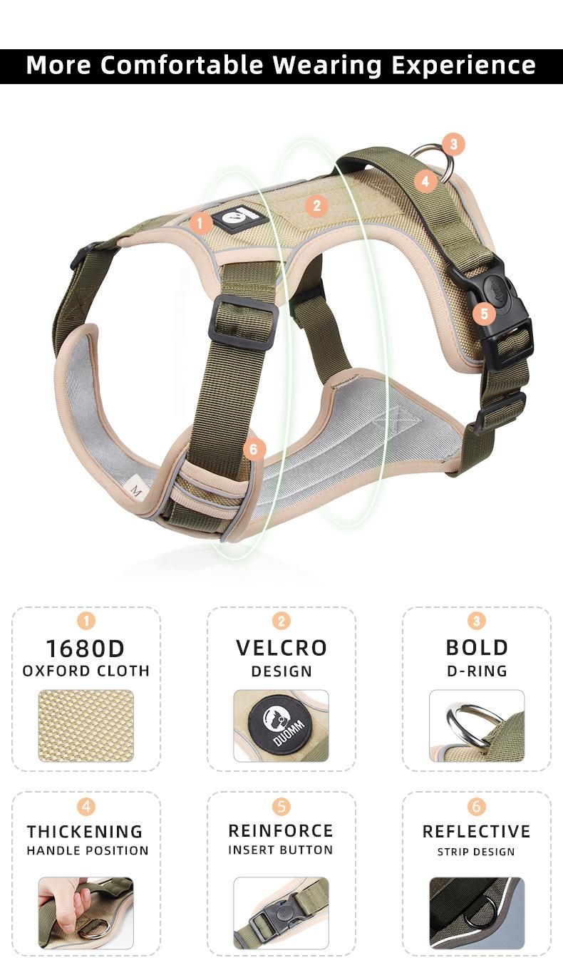 2022 New Products Pet Supplies Dog Harness Reflective Oxford Vest Soft Breathable Mesh Padded for Small Medium Large Dogs