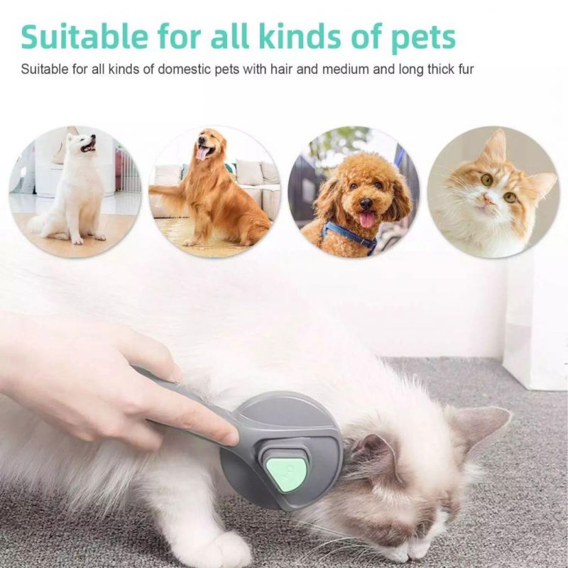 Stainless Steel Middle Size Self Cleaning Brushes Shedding Grooming Brush Tools Pet Dematting Comb