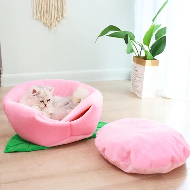 Fruit Peach Shape Warm Soft Pet Nest Bed for Small Animals Sleeping Bag for Dog Cat