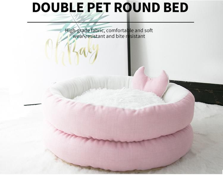 Wholesale High Quality House Modern Round Designer Soft Fluffy Plush Cheap Pet Supplies Dog and Cat Bed Nest