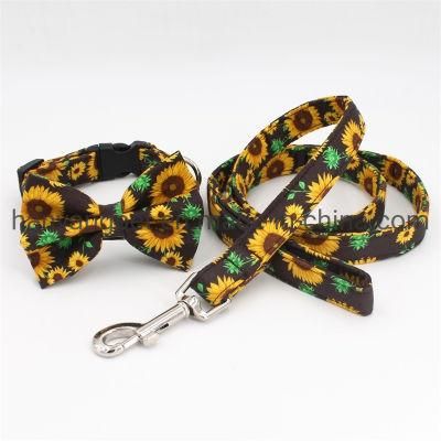 Wholesale Floral Personalized Pet Bow Tie Dog Collar Bandana Set