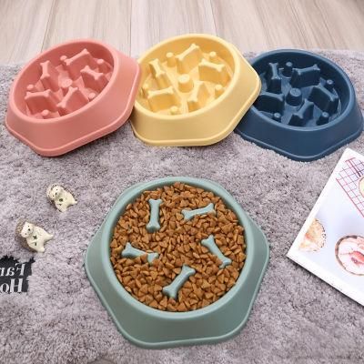New Quality Pet Products Round PP Material Dog Food Bowl Bone Shape Slow Dog Bowl