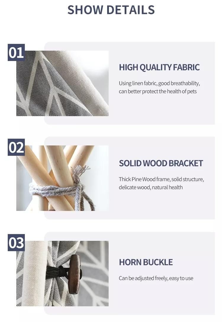 Wholesale Foldable Cotton Fabric Pet Teepee Dog Tent Factory Price Five Sticks Wholesale Pet Bed Dog Teepee Tent