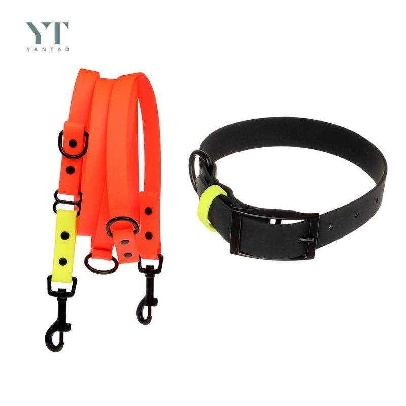 New Arrival Wholesale Custom Multifunctional Pet Collar Leash Comfort Waterproof Soft PVC Dog Collar and Leash with Metal Hook