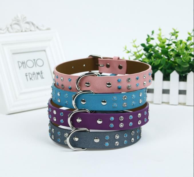 Luxury PU Leather Pet Collar Custom Colors Softly Padded Waterproof Classic Vegan Genuine Leather Dog Collar