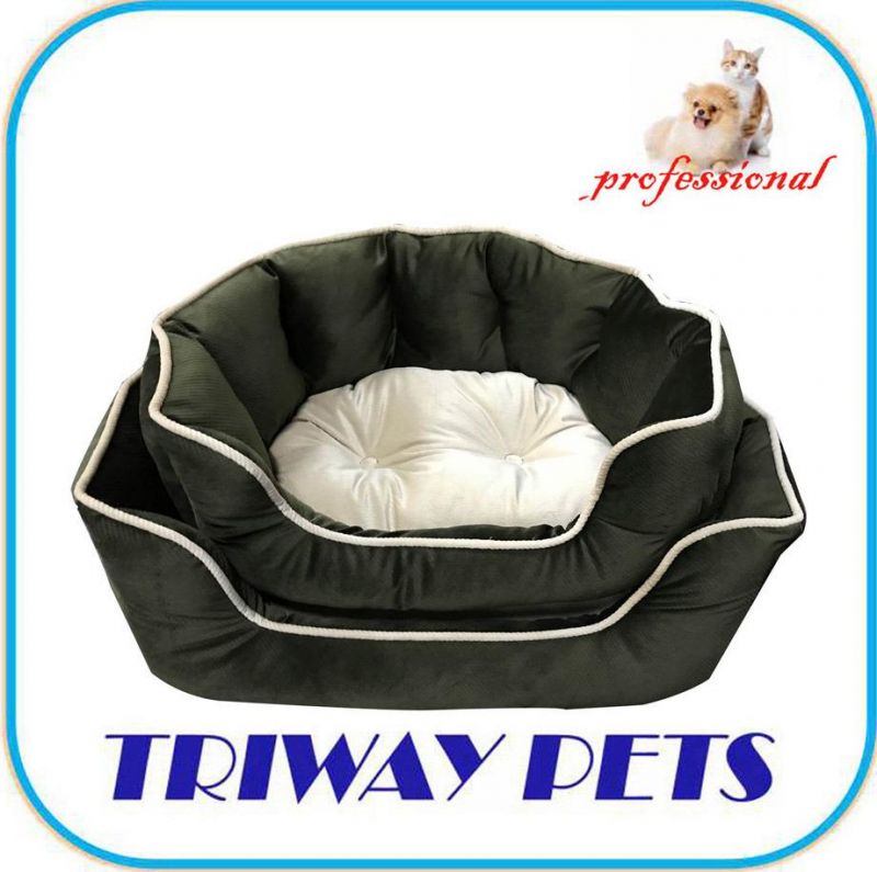 Twill Piping Soft Snuggle Dog Pet Bed
