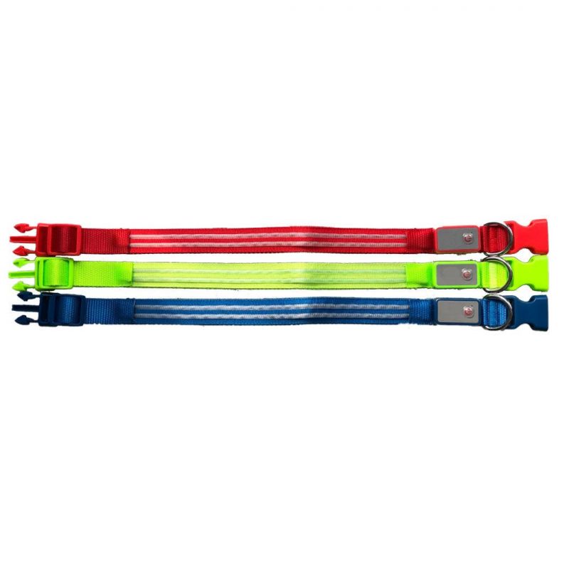 Pet Supplies Custom Wholesale Nylon Waterproof Rechargeable Luminous Glow Necklace Dog Collar LED Light Pet Dog Collar