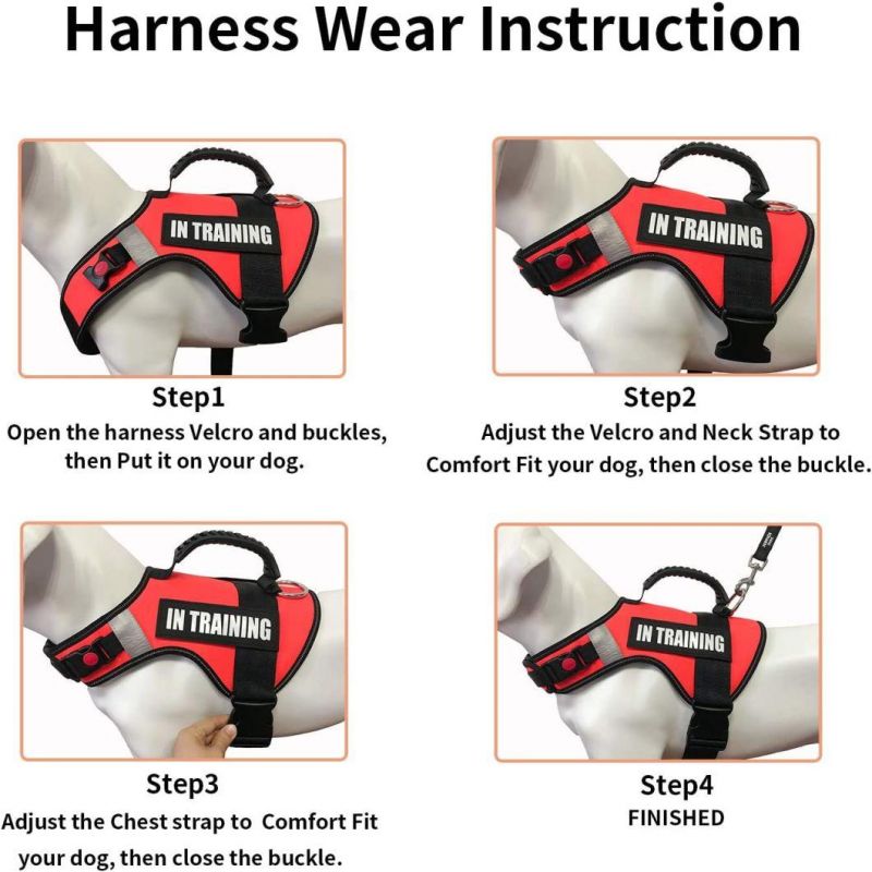 Adjustable and Reflective Plus Breathable/Heavy Duty Customized Patch Support Dog Harness for Working Dogs
