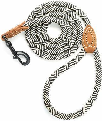 Tough Nylon Stitching Training Pulling Dog Leash with Top-Layer Genuine Leather Node