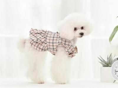 Small Dog Dresses Puppy Harness and Leash Set Comfy Breathble Summer Scent Cute Grid Harness Dress Stylish Cap Dog Dressessmal