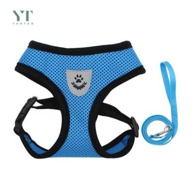 New Design Soft Mesh Fabric Dog Harness Vest Adjustable Reflective Dog Harness with Nylon Leash