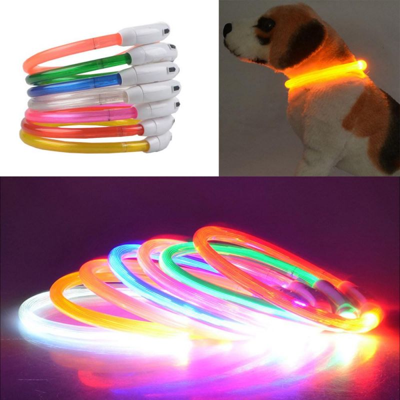 USB Charging Pet Collar LED Tube Flashing Night Dog Collars Glowing Safety Pets Collar