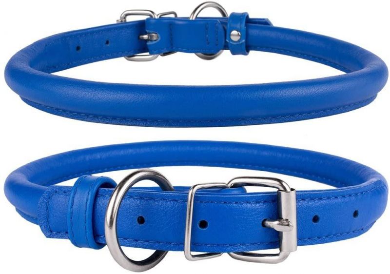 Rolled Dog Collar Leather Dog Collar with Multiple Colors