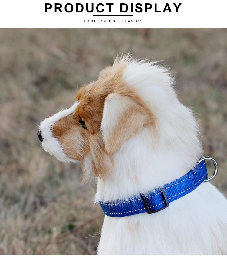 Wholesale Luxury Large Pet Neck Collar Heavy Duty Reflective Custom Adjustable Nylon Dog Collar