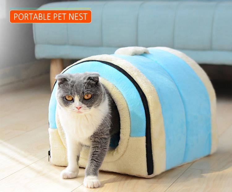 Luxury Cat Nest Calming Pet Nest Small Dog Bed Warm Cat Beds Portable Pet Bed