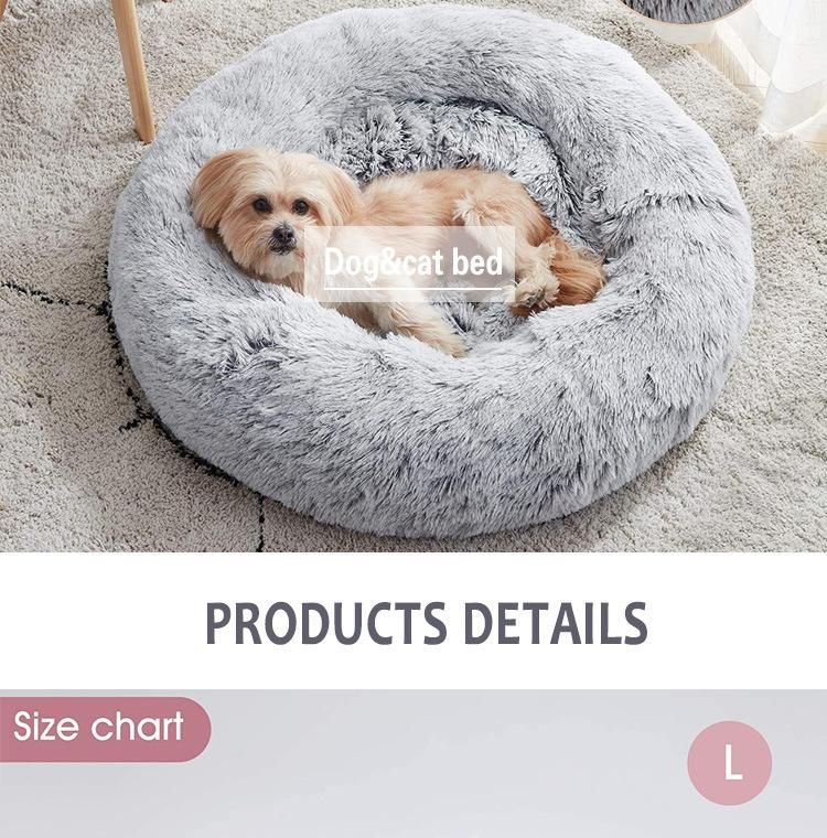 Calming Dog Cat Bed Warming Cozy Soft Dog Round Bed