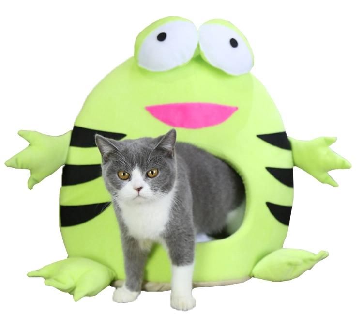 Luxury Pet Cat Dog Bed House for Cats Indoor Warm Frog Small Dog Sleep Sofa Mat Kitten Kennel Plush Beds Cute Nest Soft Supplies