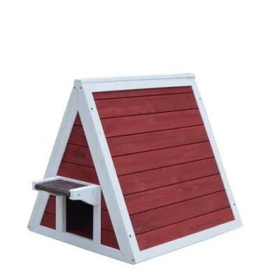 Small Red Triangle Wooden Cat House