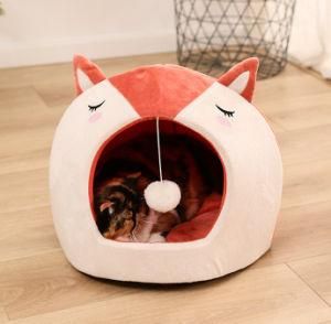 Plush Foldable Indoor Pet Cat Dog Cave Beds with Cushion
