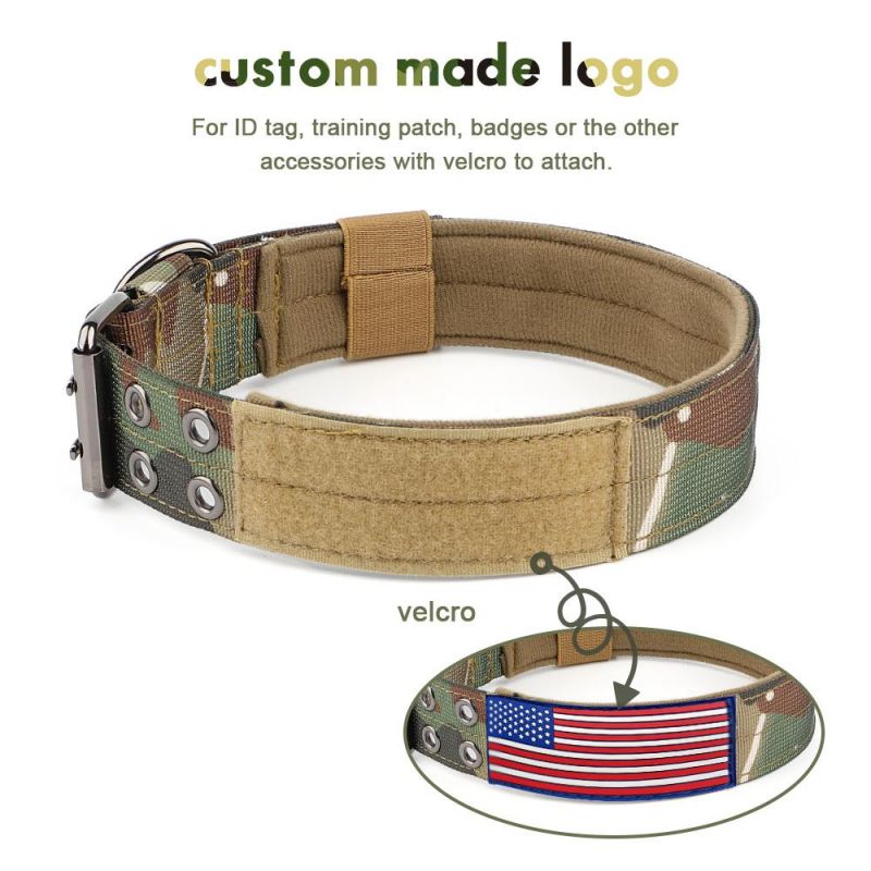 Stronger Tactical Dog Collar Nylon Heavy Duty Metal Buckle with Control Handle for Dog Training