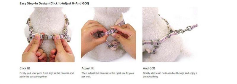 Soft/Cosy Dog Vest Harness and Leash Set with Cute Bags, No Pull Escape Proof Breathable Mesh Dog Harness
