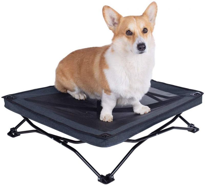 Folding Elevated Dog Bed - Portable Raised Dog Cot for Camping, No Assembly Required, Cooling Pet Bed with Breathable & Washable