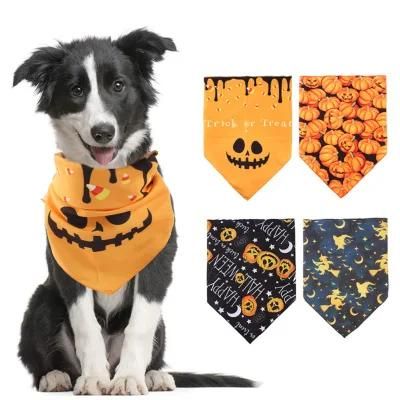 Pet Bandana Pumpkin Ghost Patterned Soft Scarf