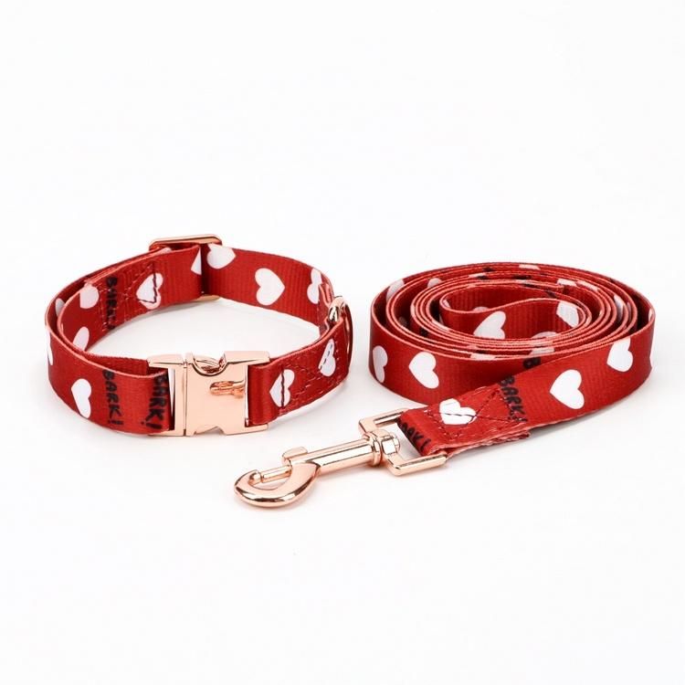 Heart Pattern Heat Transfer Print Polyester Dog Harness