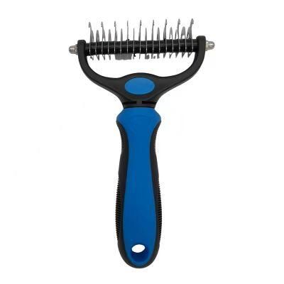 Self Cleaning Slicker Dogs Pet Grooming Tool Cats Hair Removes Shedding Hair Pet Brush Blue