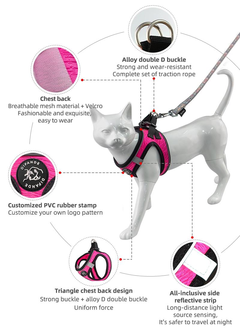 Cat Harness and Leash Set for Walking Cat and Small Dog Harness Adjustable Dog Harness